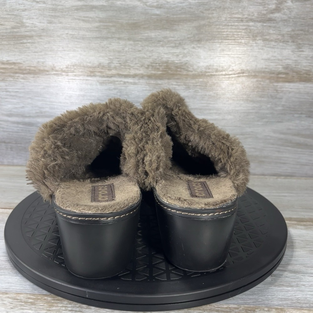 Crocs Women's Cobbler Leather Slides Slip On Faux Fur Lined Clogs Size 9 - Picture 4 of 8